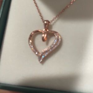 Rose Gold Moissanite Heart Pendant Necklace